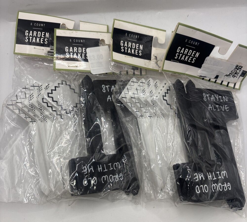 Horizon Garden Stakes Mini 6pk- Lot of 4, 2 White & 2 Black Packs New